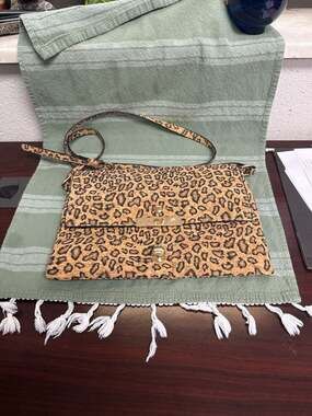 Leopard Print Cork Crossbody Bag, Gold Hardware - Animal Print Purse VEGAN BAG